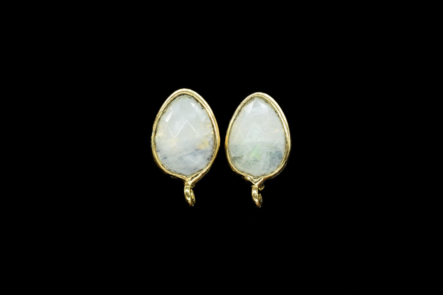 Moonstone 7x10mm Pear Shape Earring Connector,Jewelry Craft Supplie,Moonstone connector post stud,Jewelry,Teardrop Connector,Jewelry Finding