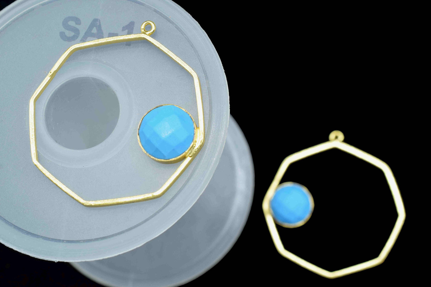 Copper Turquoise Gemstone 10mm Round Shape Pendant,Single Bail Pendant,Turquoise Pendant,Faceted Turquoise Gemstone,Finding Hexagon Jewelry