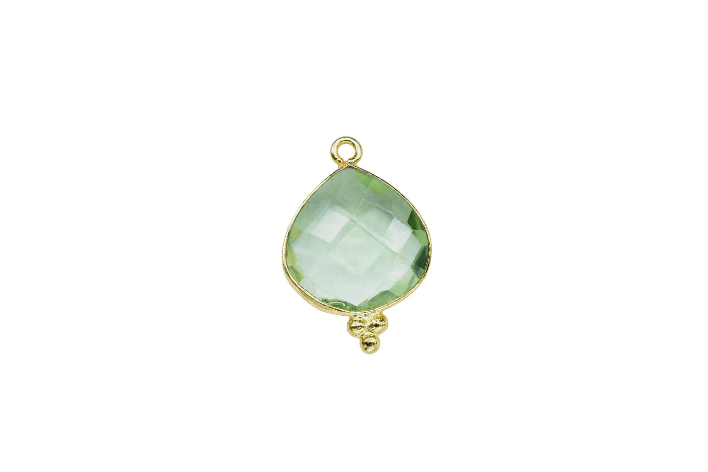 Green Amethyst Single Bail Pendant,Amethyst Gemstone Brass Charms Gold Plating Jewelry Making,Green Amethyst Quartz 14mm Heart Shape charms