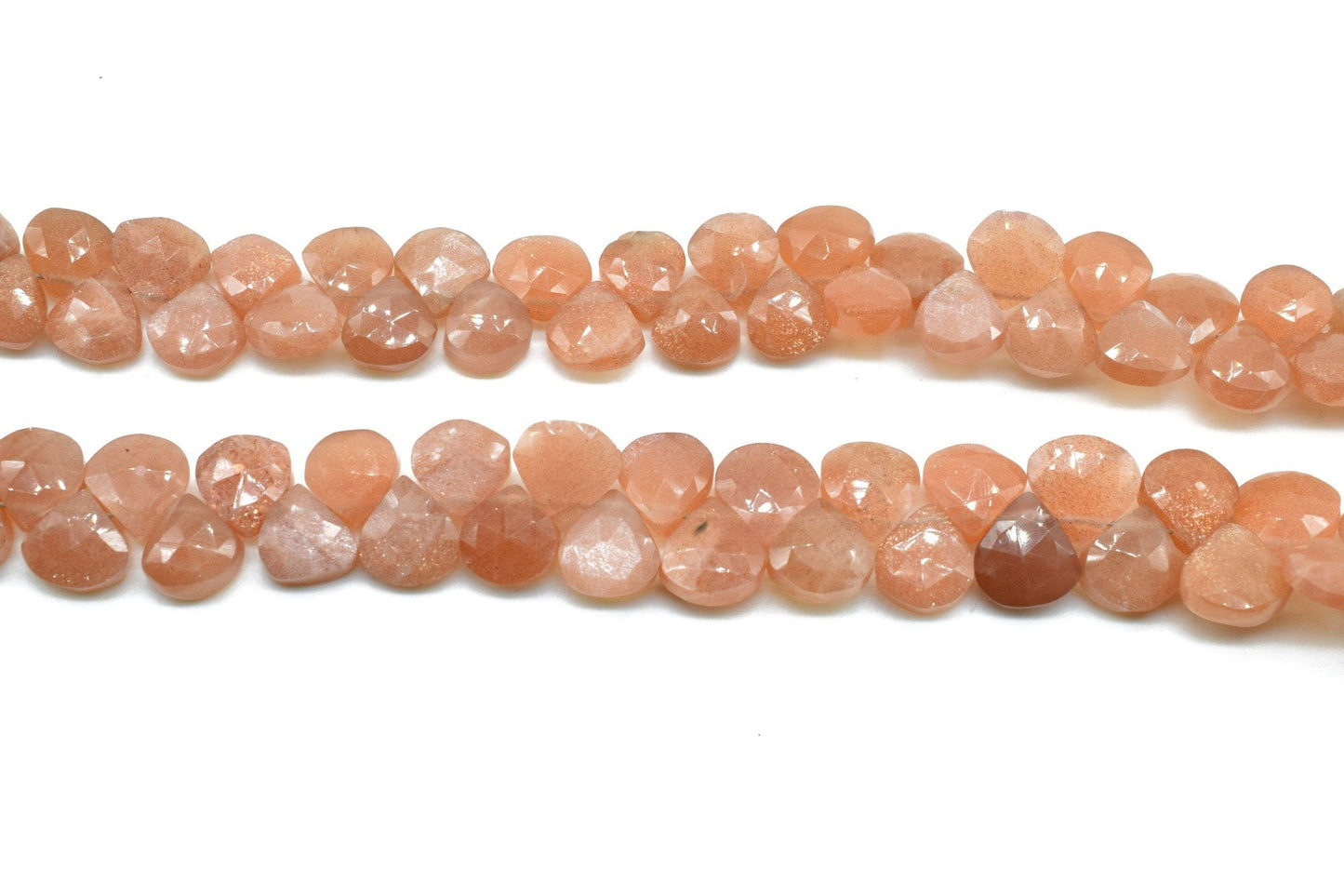 Sunstone Heart Shape Briolette,Briollete strand,8mm Heart Shape Faceted Briolette,orange color heart shape,jewlry making bead,necklace beads