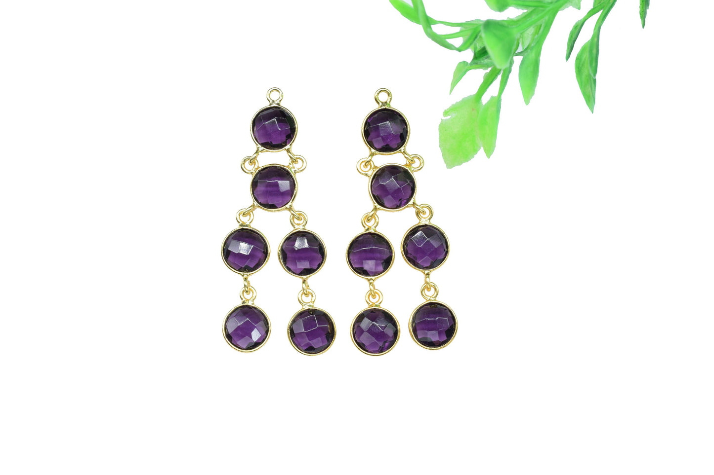 Gemstone Chandelier Earrings,Craft Supplies,Dangle Beads Earring,Handmade Jewelry,Round Bezel Earring,Components Earring,Station Link,Gift