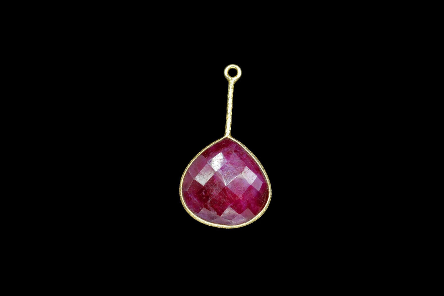 Ruby Pendant/Gemstone Component/Faceted Ruby Single Bail Charm/Necklace Pendant/Heart Shape Charm/Wholesale Supply/Ruby jewelry/B'day Gift