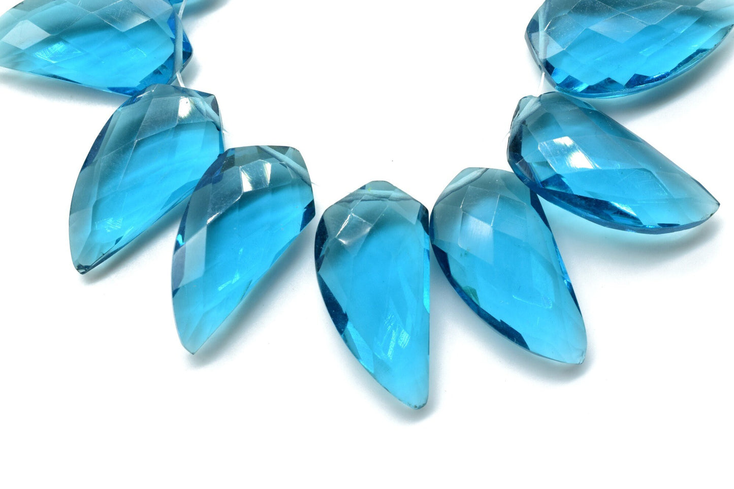 Sky Topaz 10x20mm Horn shape beads,Shark Tooth Shape faceted beads, jewelry supplies,Gemstone Briolettes,Top Quality Briolettes,Topaz Beads