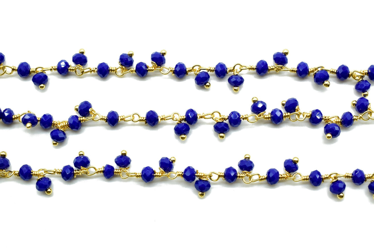 Lapis Lazuli Cluster Rosary Chain,dangling Chain,Thick Chain, Gold Wire Wrapped Chalcedony Quartz Beaded chain,Flower Chain,Chain by foot