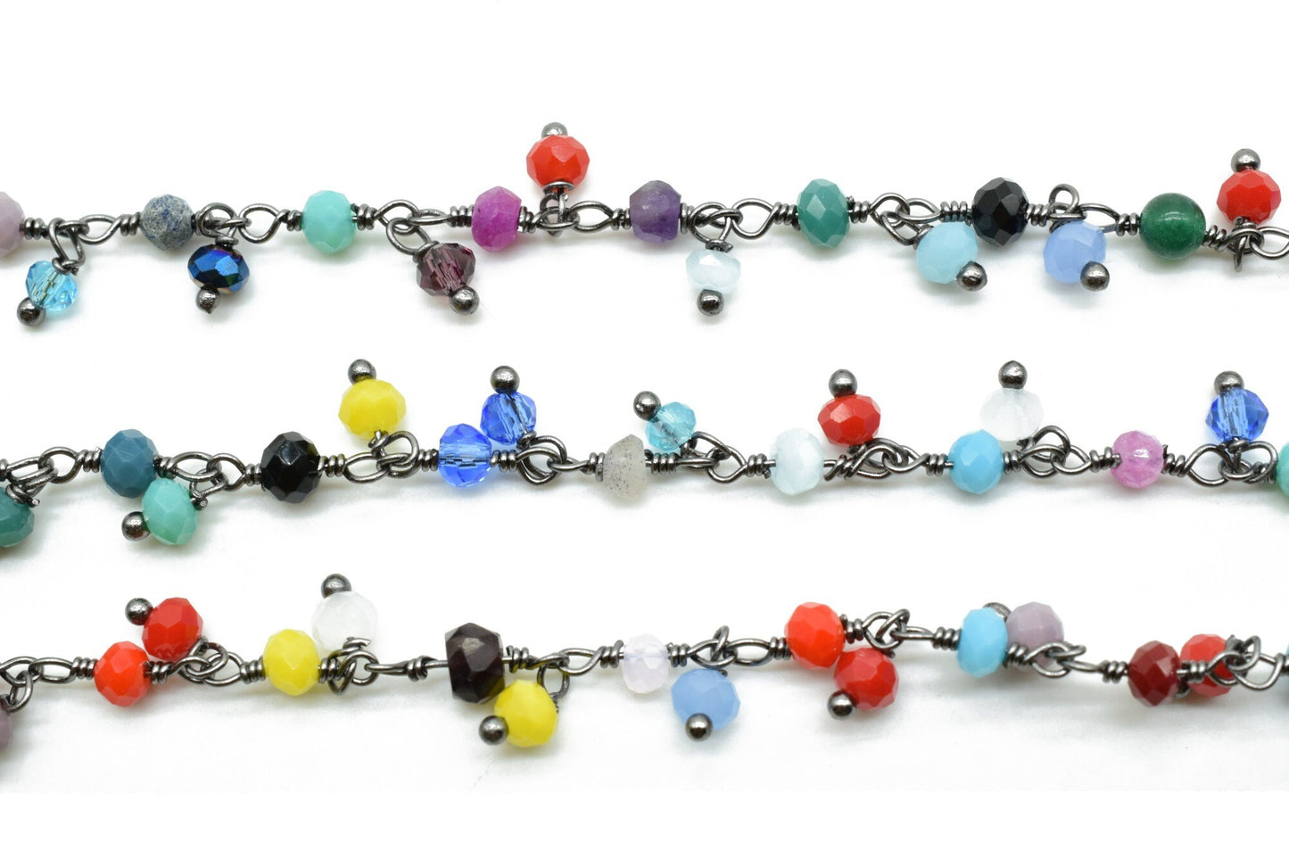 Multi Stones Cluster Rosary Chain,beaded Flower Chain Beads 3mm Rondelle faceted,Cluster Rosary Chains,Dangling Flower Chain,Rosary Chain