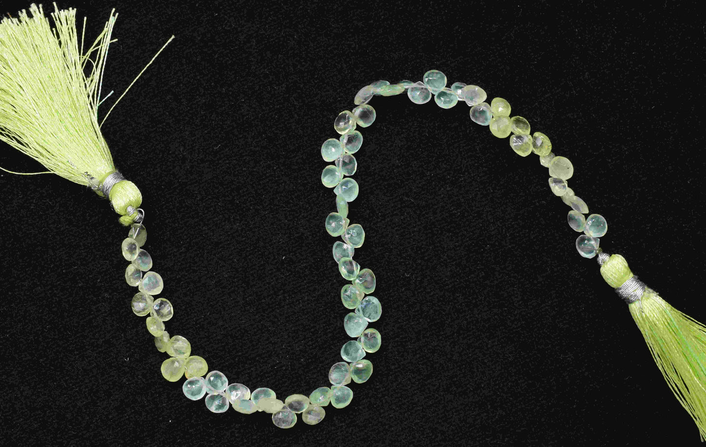 Natural Prehnite Strand Beads,Tiny Heart Shape Necklace,Gemstone Faceted Briolettes,Handmade Beads jewelry,Station Link,loose Beads Gift for