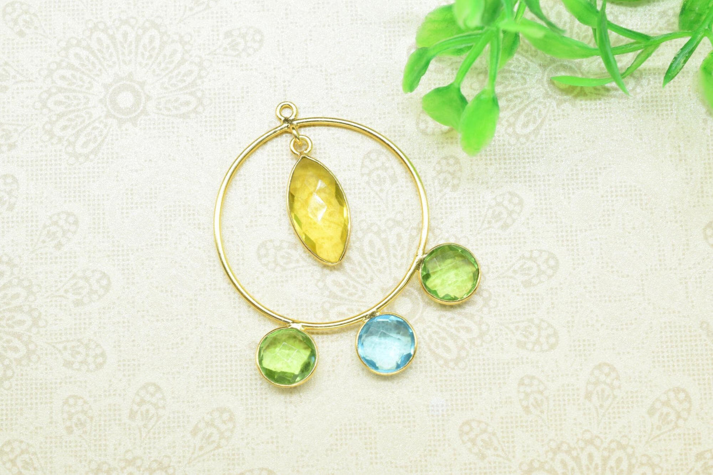 Multi Stone Dangle Component Earring,Finding Round Earring,Circle Earring,Multi Stone Earring jewelry,Mixed Gemstone Component Connector