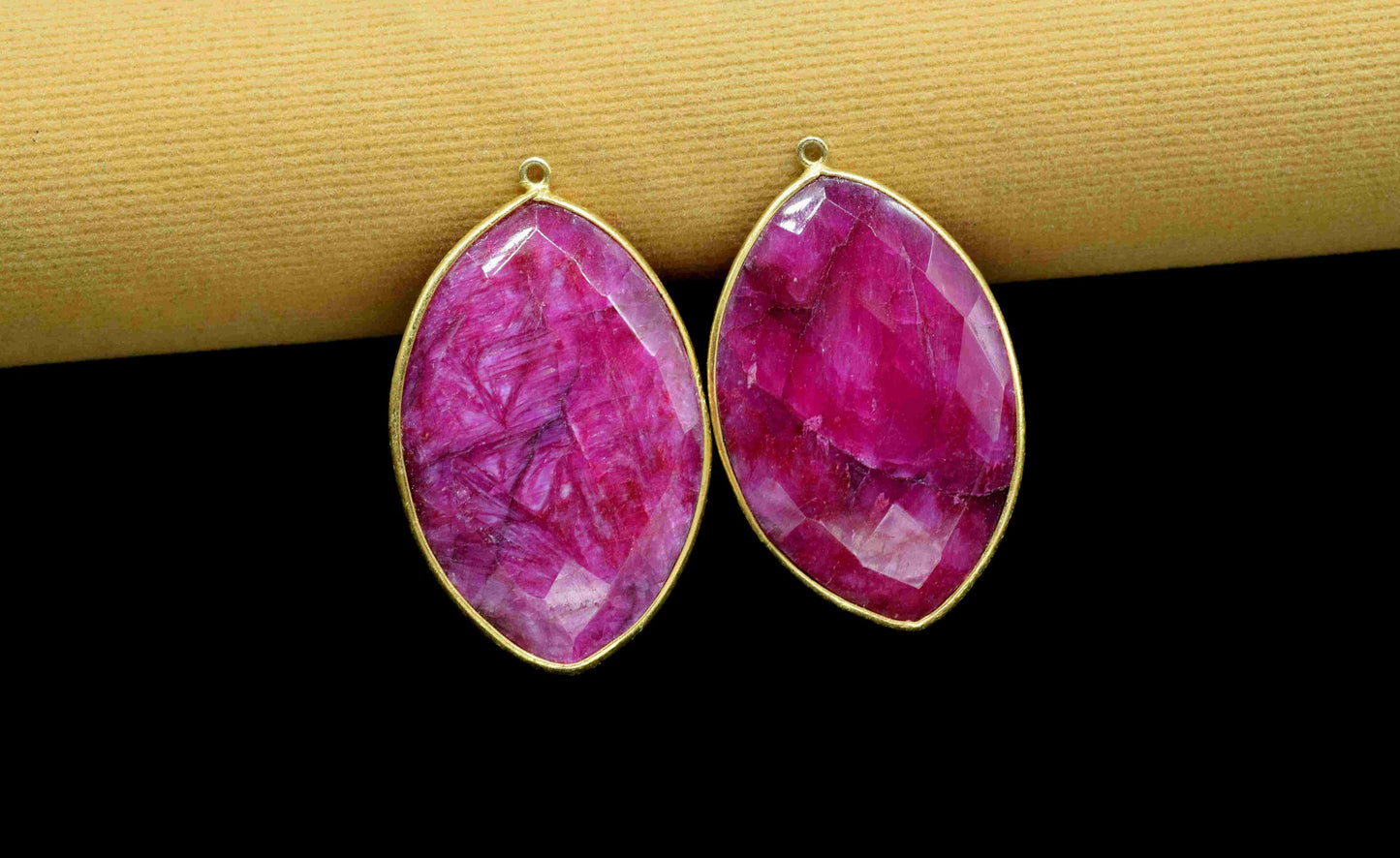 Natural Ruby 20x30mm Bezel,Marquise shape pendant,single Bail connector,Red gemstone Bezel charms,Handmade bezel Pendant,Ruby jewelry,Gift