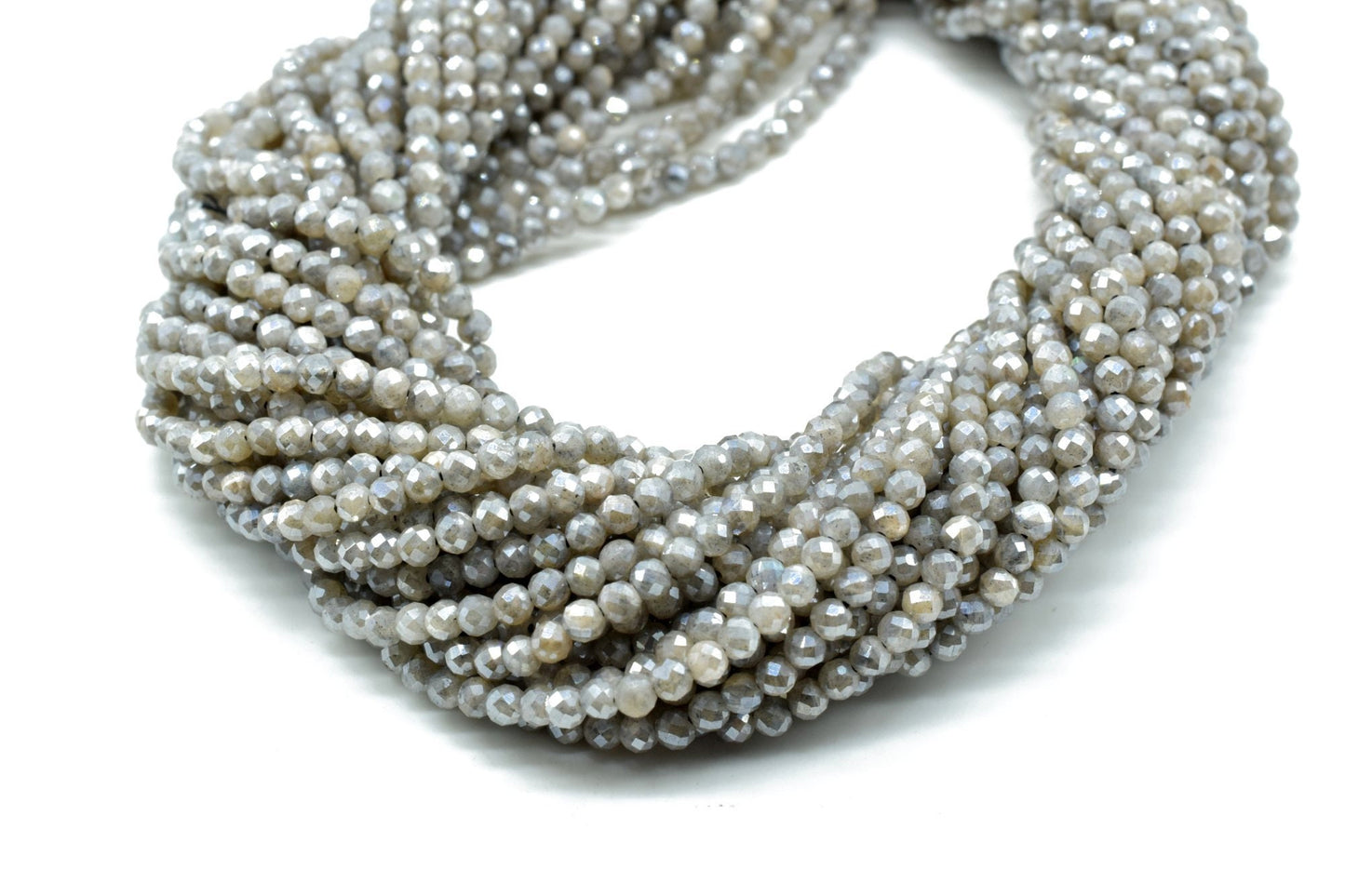 Labradorite Coated Faceted Beads,silver Coated beads,3mm Labradorite beads,Gray Faceted beads,Jewelry Making Craft,Labradorite Gemstone Bead