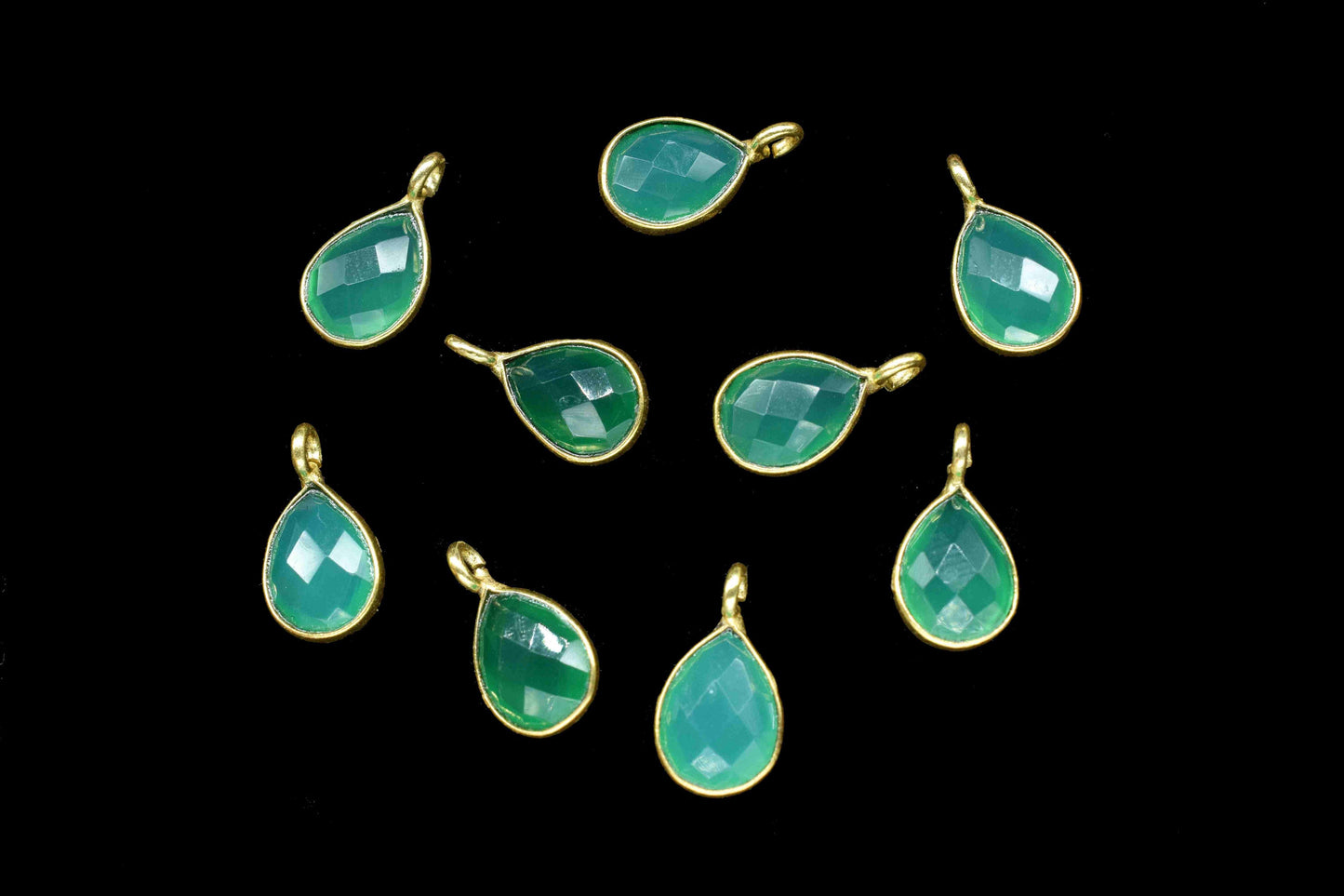 Green Onyx 6x8mm Teardrop Earring Connector,Green Jewelry,bezel frame Connector,Studs Connector,Jewelry Making Finding,Green Onyx Component