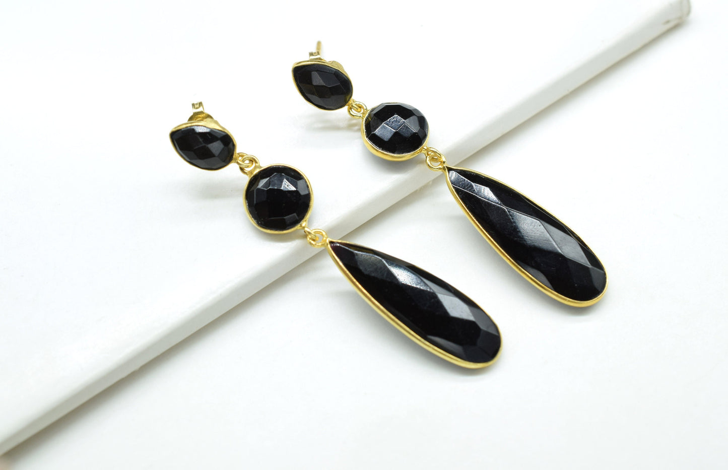 Black Onyx Dangling Earring/Handmade Earring/Bridal Jewelry/Gold Plated Earring/Gold Plated Jewelry/Statement Earrings For Bridal/Gift