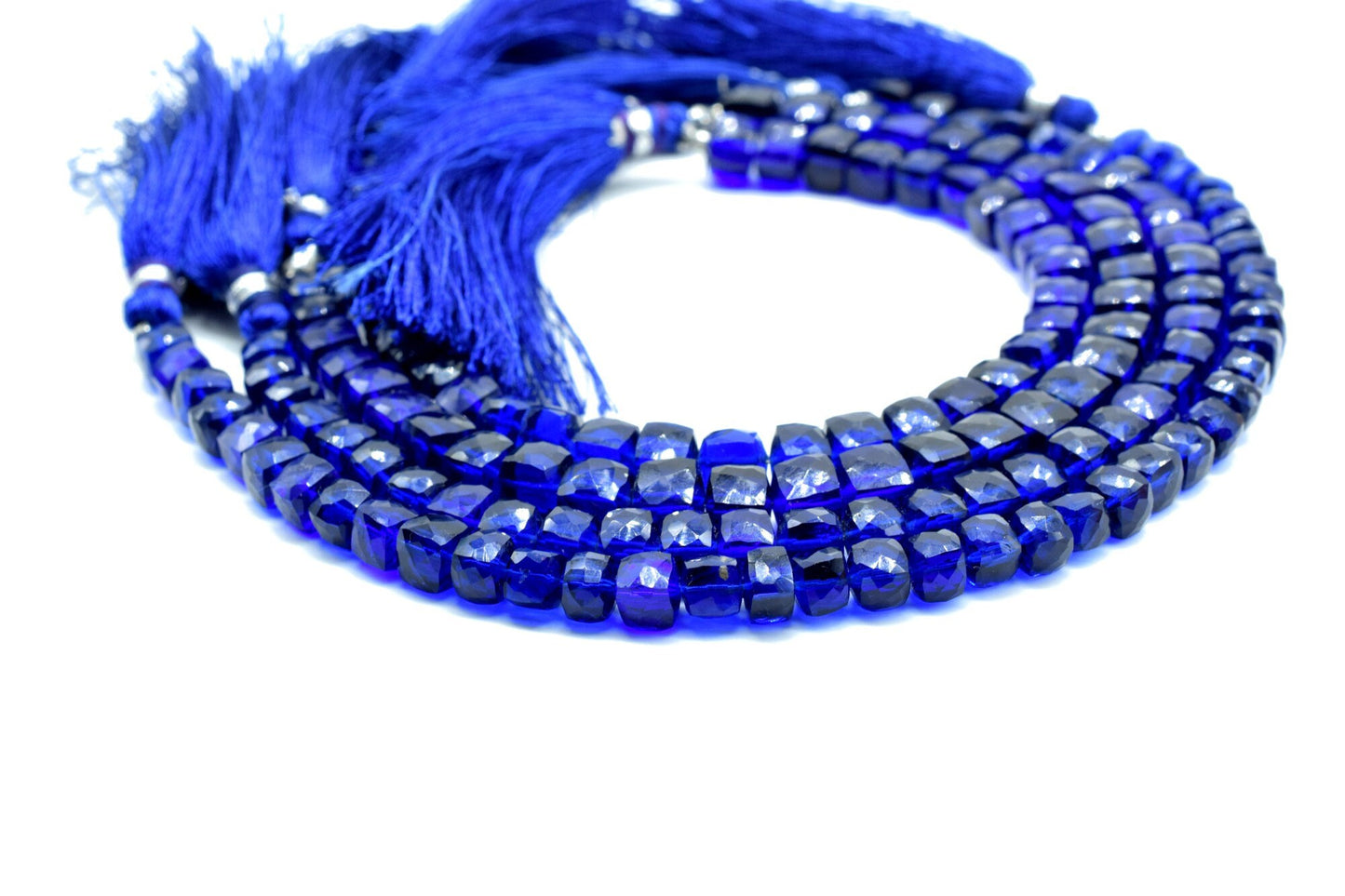 Blue Sapphire Faceted Cube Beads,3D Box Strand,3D square Dice Beads, Faceted Cube Strand,Jewelry Supplies,Blue Sapphire Briolettes,beads