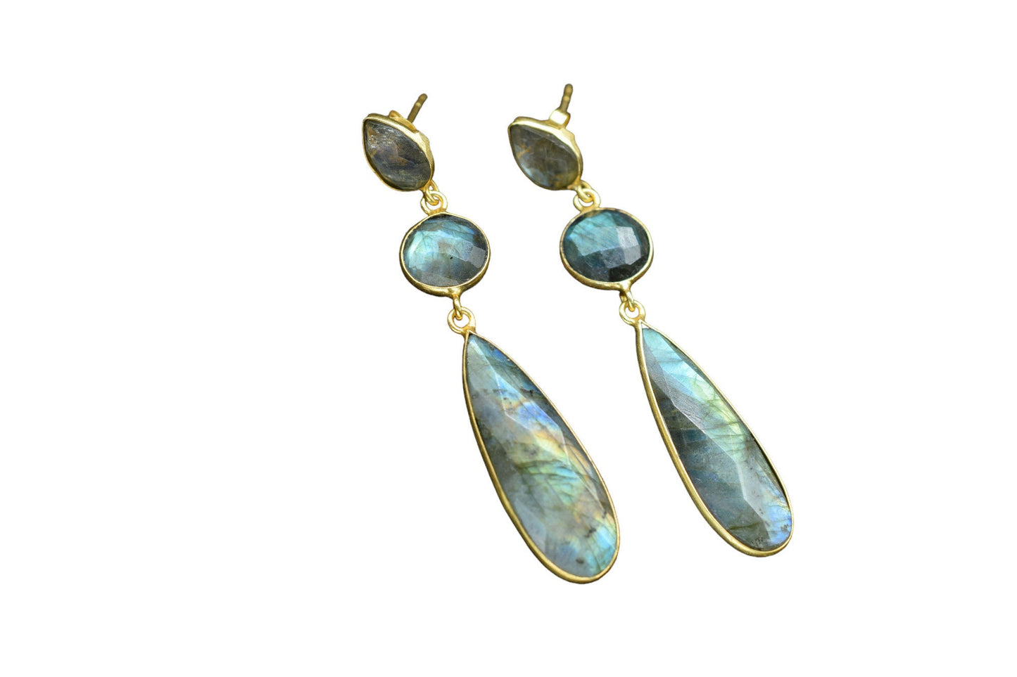 Natural Labradorite Dangle Earring/Bridal Earring/Gold Plated Earring/Bridal Jewelry/Statement Earrings For Bridal/Labradorite Jewelry/Gift