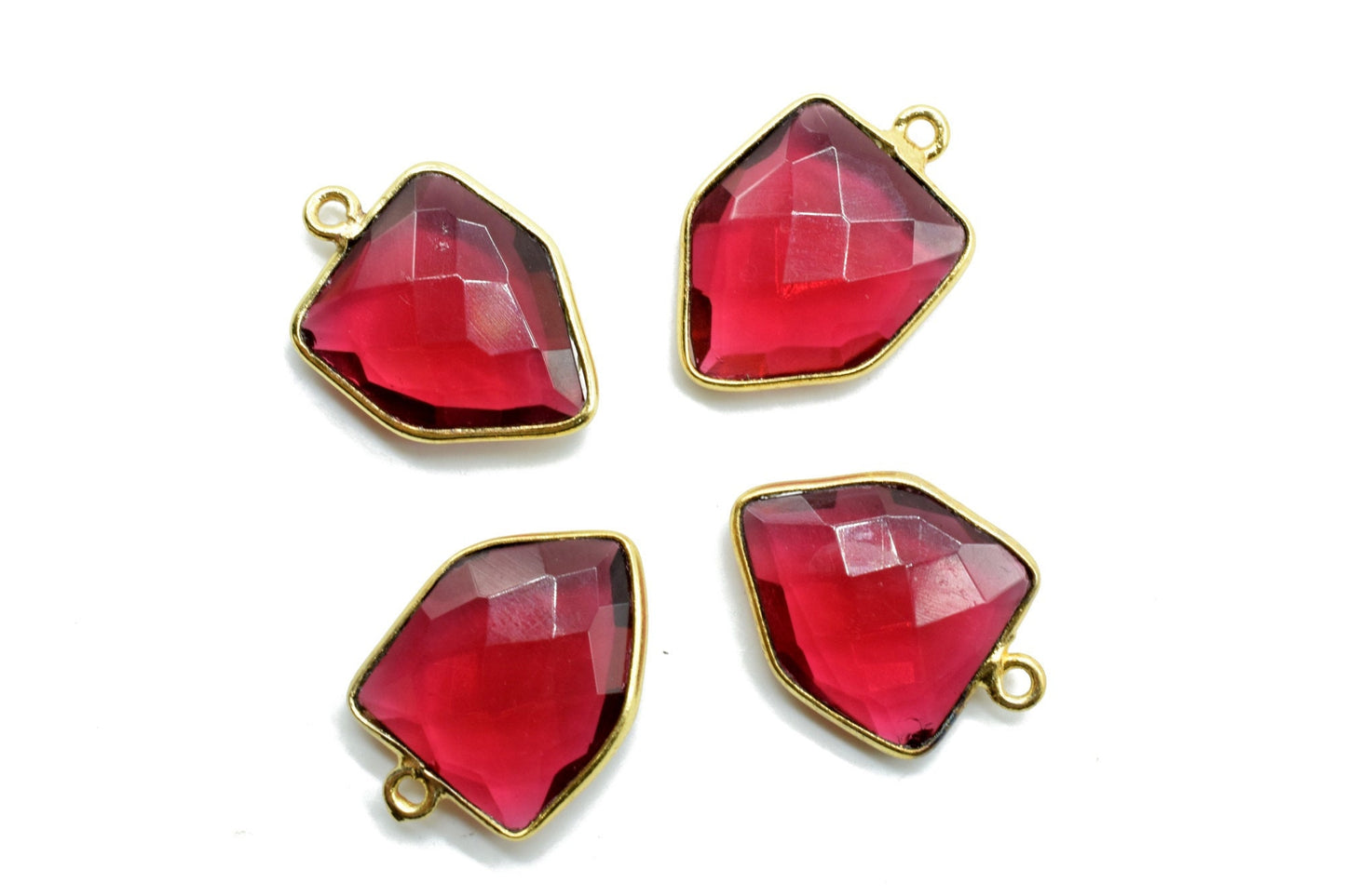 Pink Tourmaline 13x17mm Bezel charm,Pink Tourmaline fancy pendant,Tourmaline Gold Plated bezel,Faceted Charms Connector Jewelry Making Piece