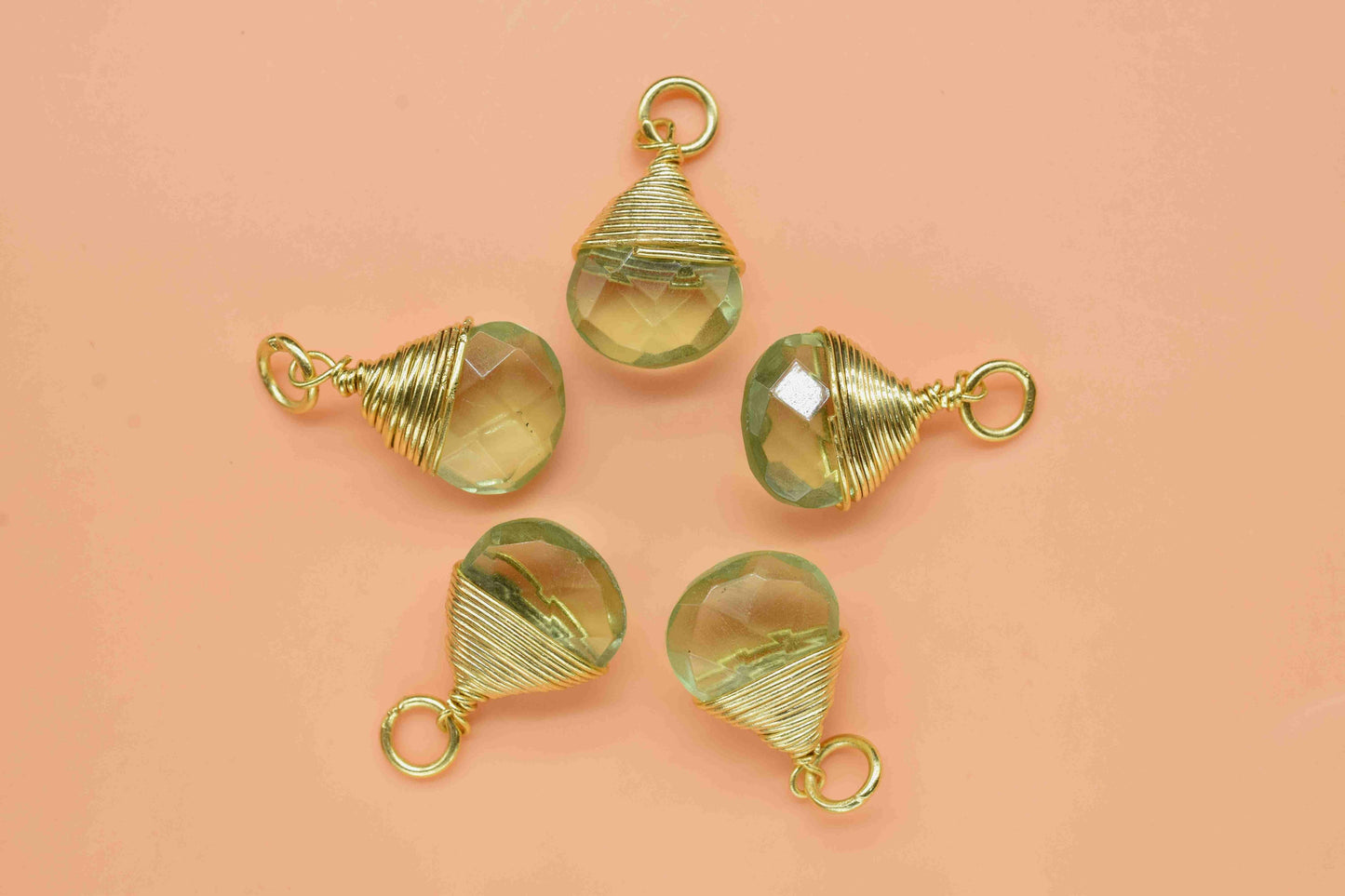 Green Amethyst Heart Faceted Connector, Wire Wrapped Gemstone Pendant, Loop Connector,Wire Wrapped Necklace,Green Amethyst 10mm Heart Shape,
