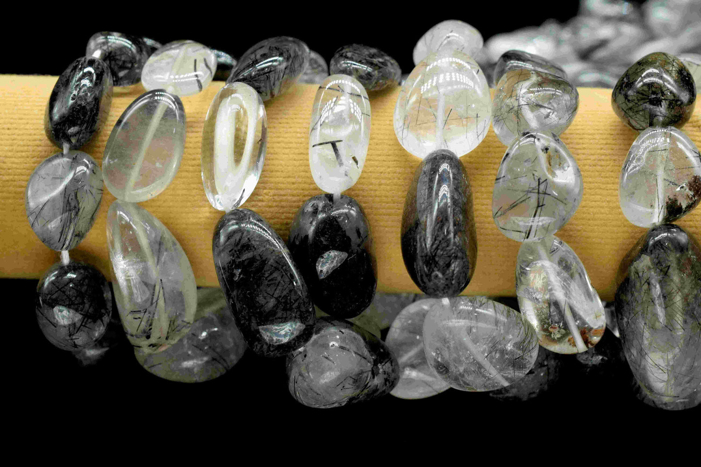 Black Rutile nugget Strand,Black Rutile Beads Jewelry,Gift,Black Rutile smooth nuggets,handmade Necklace,Oval Shape Gemstone Tumble Beads,