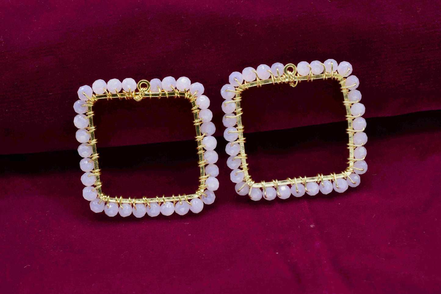 Rose Quartz Wire Wrapped Dangle Connector, Gemstone Component, Handmade Earring, Finding Necklace Component Jewelry,Beaded Earring Connector