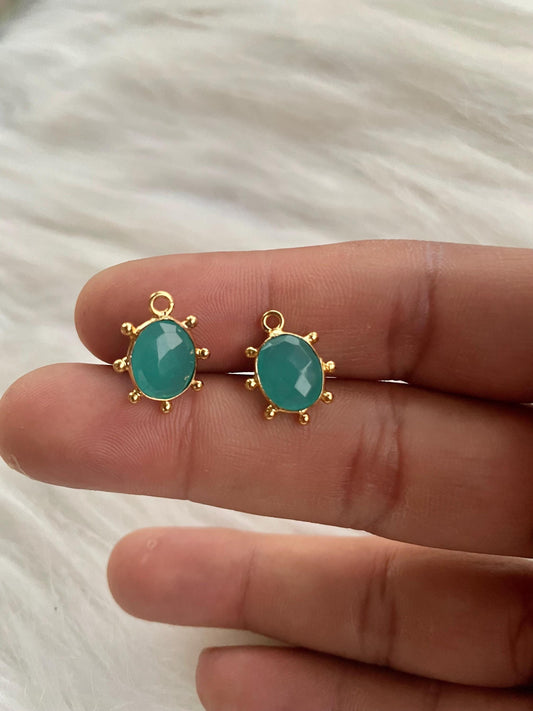 Aqua Chalcedony 8x10mm oval Shape Gold Plating Bezel,Aqua chalcedony Single Bail Charms Jewelry,Aqua Chalcedony Faceted Bezels Charms,Gift