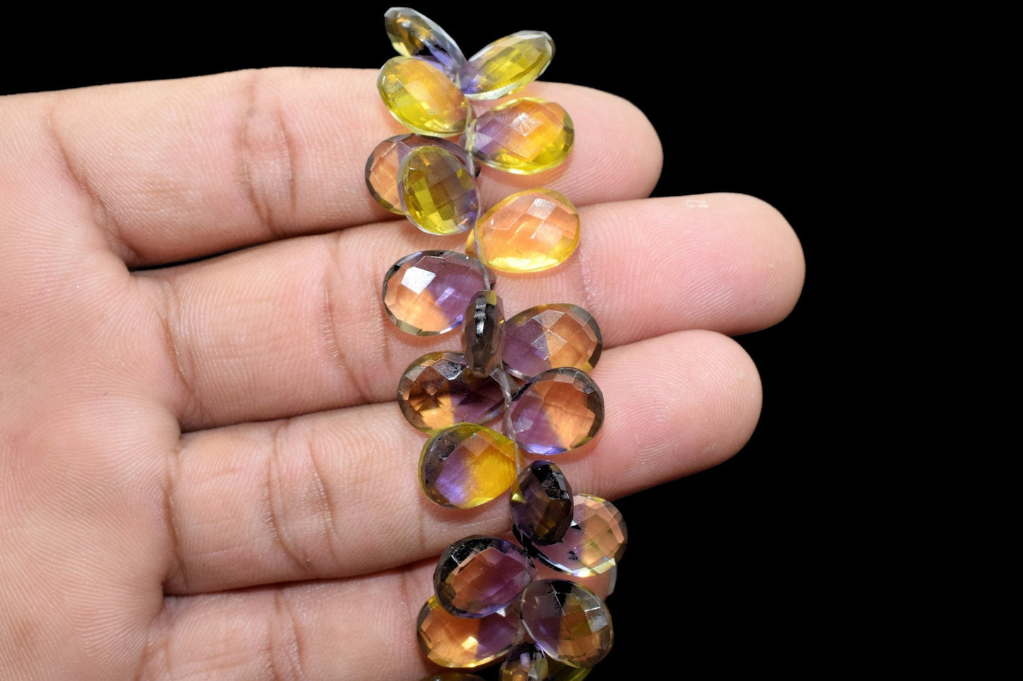 Natural Ametrine 9x13mm Faceted Pear Shape Briolettes,Ametrine Briolette AAA Flat Pear Drops Micro Faceted,Ametrine Faceted Drops,Briolette