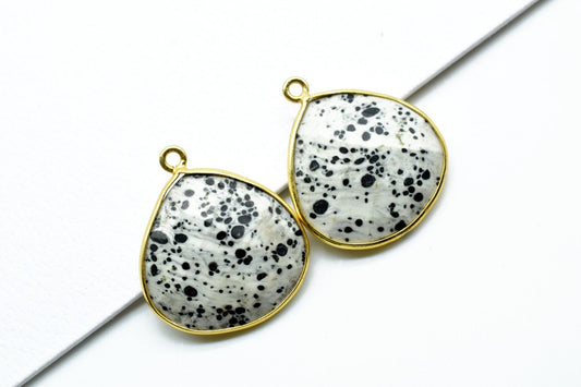 Dendrite Opal 20mm Heart Shape Charm,Dendrite Opal Faceted Heart Shape Connector,Bezel Heart Shape Connector,Single Flat Bail links, charms