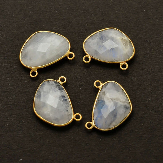 Moonstone 15x20m Bezel connector,Moonstone kidney Shape Gold Plated bezel,Moonstone Bezels,Gold Vermeil Bezel,jewelry Gold-Filled bezelcharm