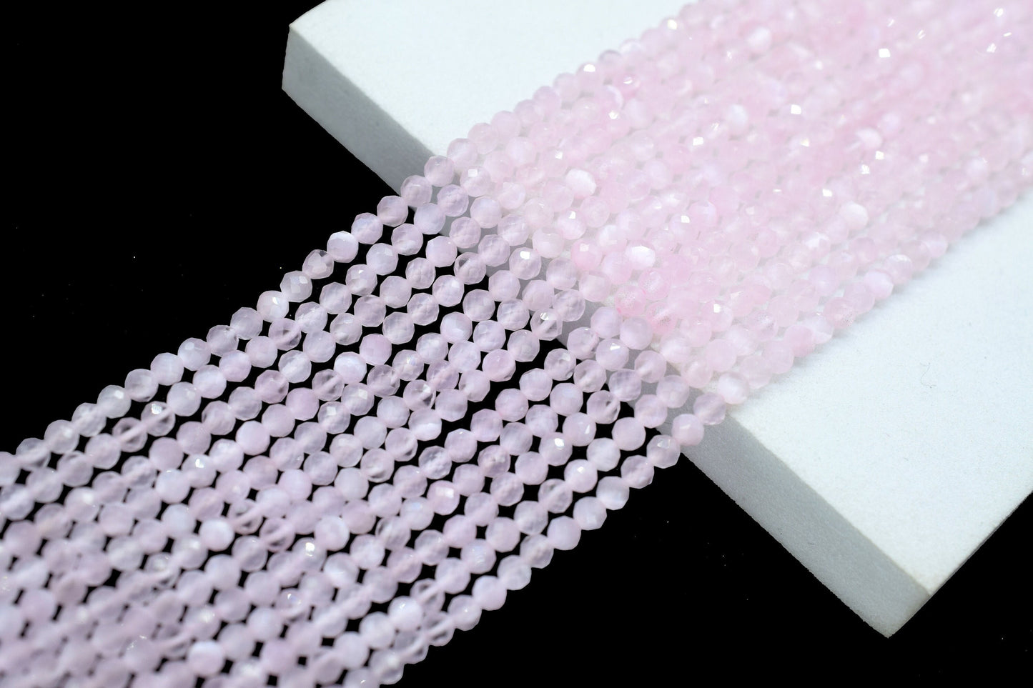 Rose Quartz AAA Faceted beads/Pink Stone Beads/Rondelle Beads/Jewerly Making Beads/Micro Cut Beads/Loose Gemstone Beads/Wholesale Beads/Gift