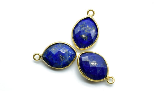 Lapis Lazuli 10x13mm eye shape single bail connectors,Lapis Lazuli pendant,Lapis Lazuli Gold Plated bezel,Hot Lapis Single loop Connector