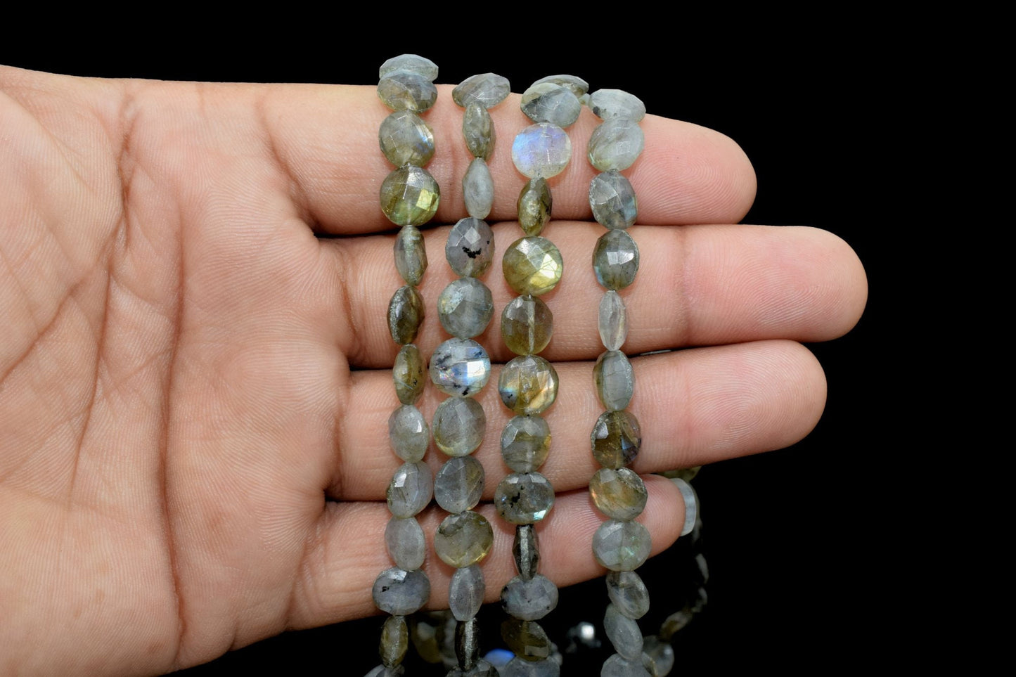 Labradorite 8mm Coin Shape Beads,Faceted Briolettes,Gemstone beads, jewelry supplies,Flashy Labradorite Faceted Coins,Labradorite Briolettes