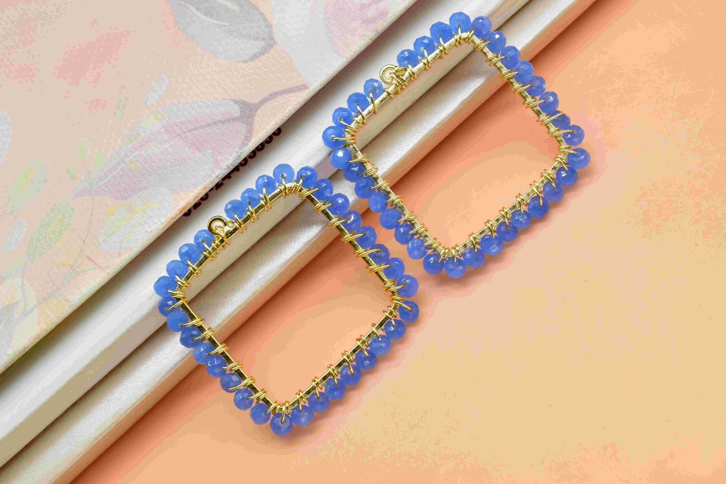 Blue Quartz Wire Wrapped Dangle Connector, Gemstone Component, Handmade Earring, Finding Necklace Component Jewelry,Beaded Earring Connector