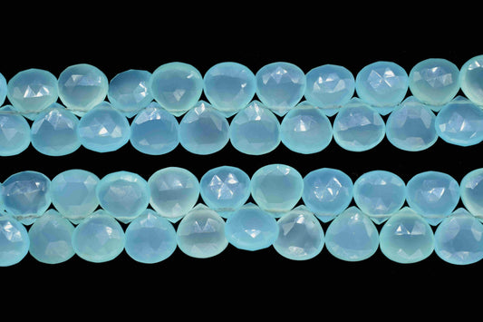 Natural Aqua Chalcedony Briolettes,10mm Aqua Chalcedony Faceted Heart Shape Briolettes,Gemstone Heart Shape Jewelry,loose Gemstone Briolette