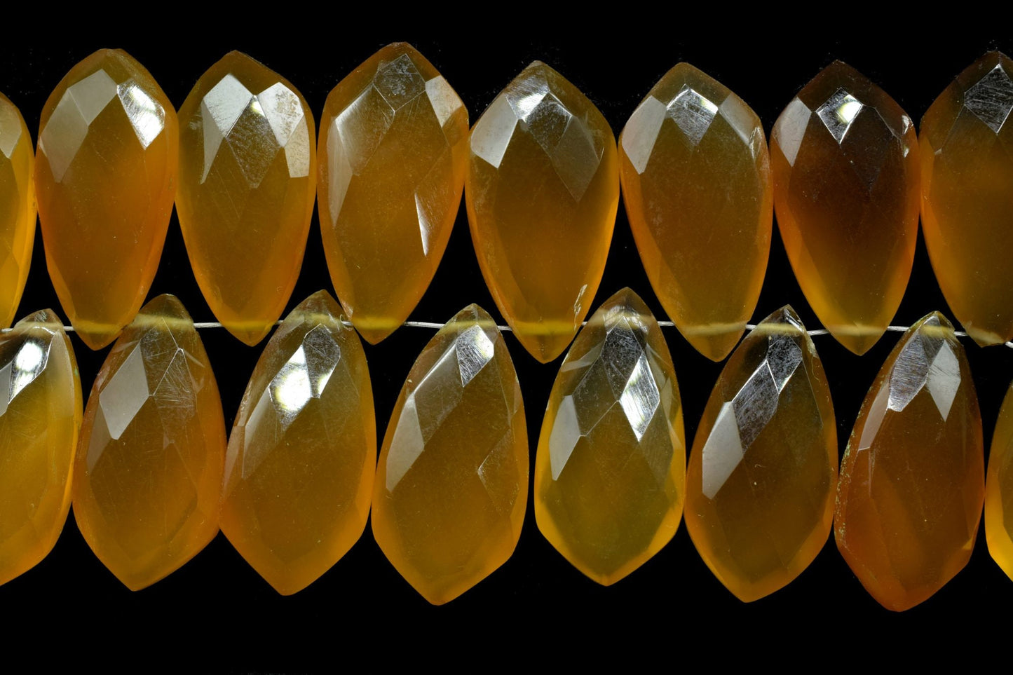 Dark Yellow Chalcedony 10x20mm Tie Shape Beads,Yellow Chalcedony Pear Shape Beads,Faceted Fancy Shape Briolettes,Calibrated Briolettes beads