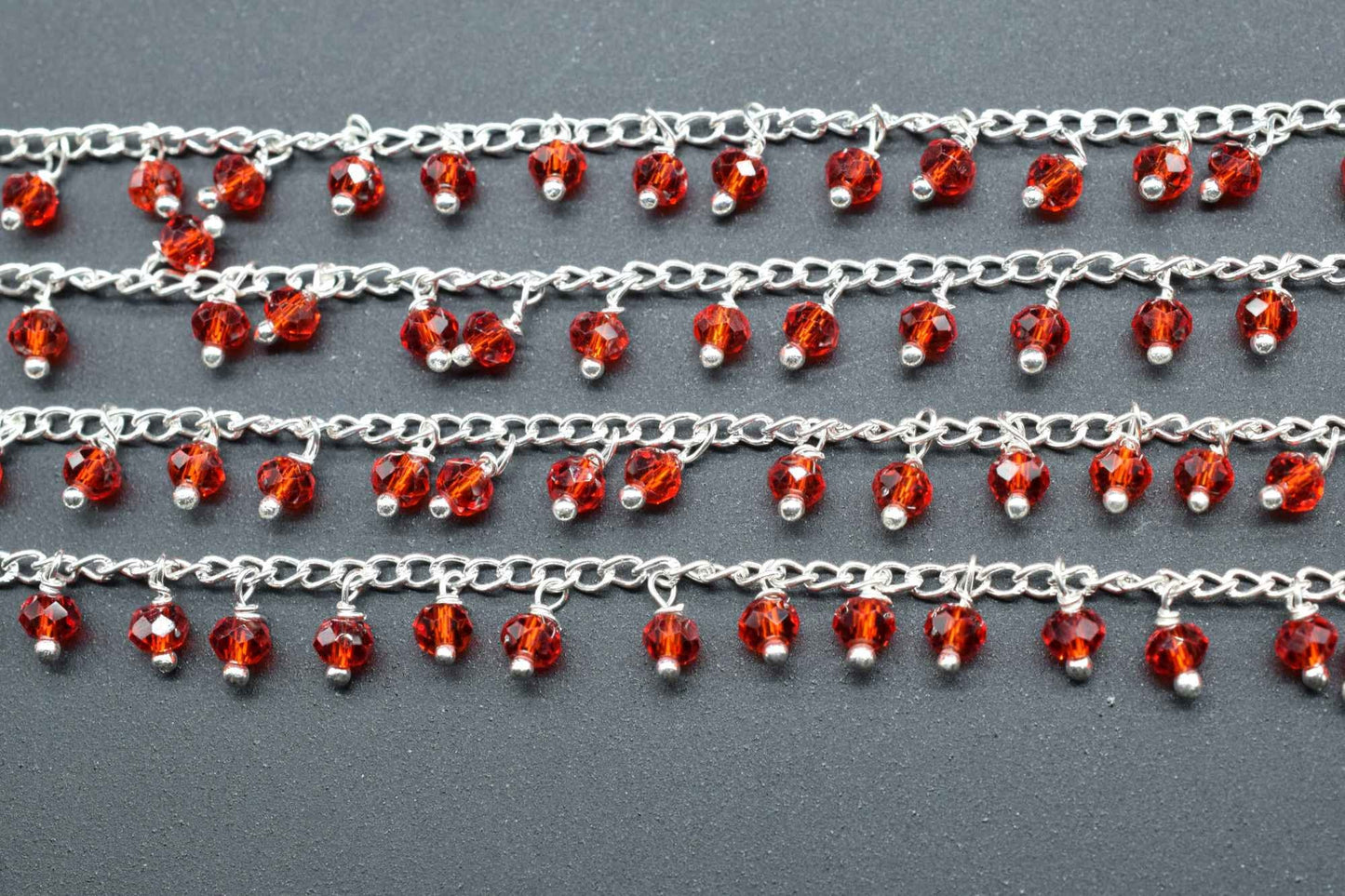 Ruby Quartz Dangling Chain,Red Ruby Cluster Rosary,Wire Wrapped Beaded Chain,Chain By Foot,Finding Beads,Unqiue Rosary,Jewelry Making Chain,