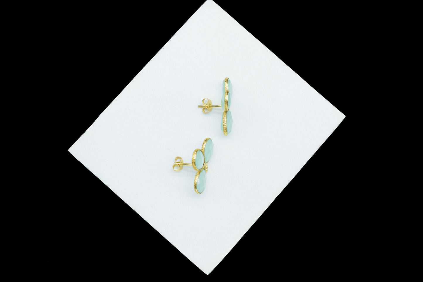 Peru Chalcedony Gemstone Earring Connector/Gold Plated Jewelry/Handmade Jewelry/Bezel Component/Jewelry making Stone/Pear Shape/Gift