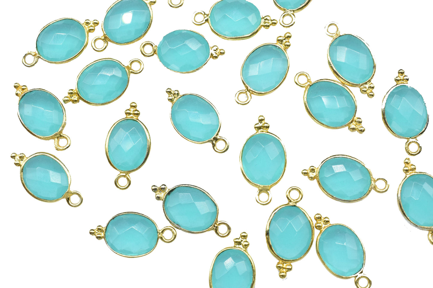 Aqua Quartz 8x10mm Gemstone Connector,Station Bezel Link Supply,Aqua Quartz Jewelry Making Craft,statement pendant charm,Oval Shape Pendant