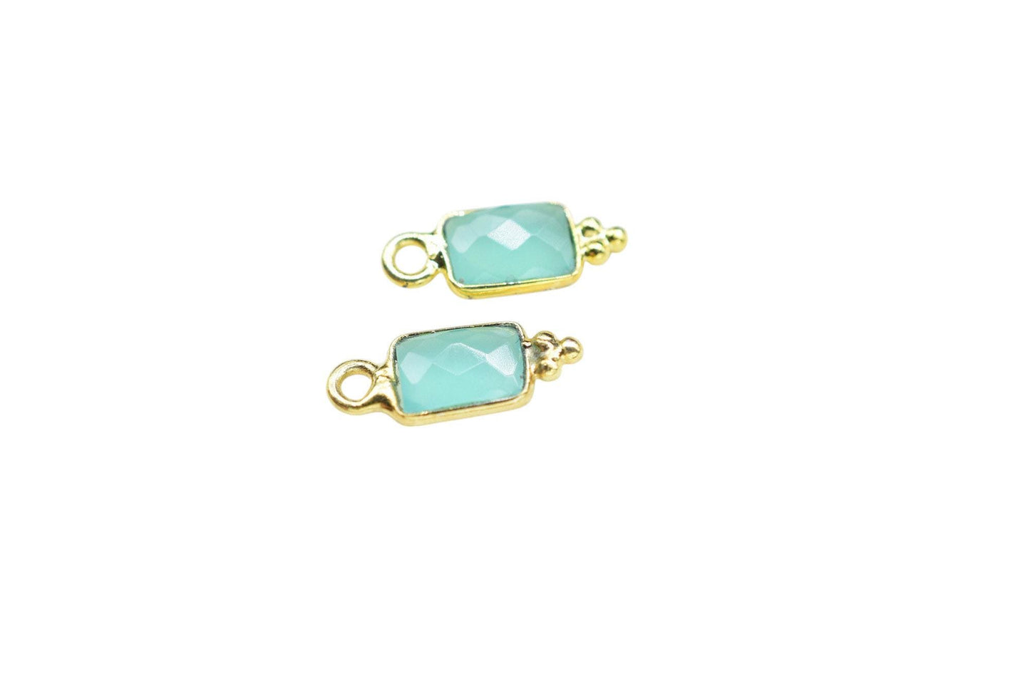 Aqua Chalcedony Charms Pendant/Buguette Shape Pendant/Handmade Pendant/Tiny Pendant/Necklace Connector jewelry/Women Jewelry/B'day Gift