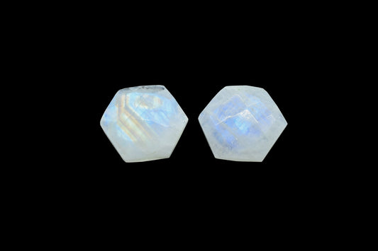 Rainbow Moonstone 15mm Hexagon Faceted Beads,15mm Hexagon Briolettes,Moonstone Briolettes,Jewelry Making Gemstone,Moonstone Faceted Beads