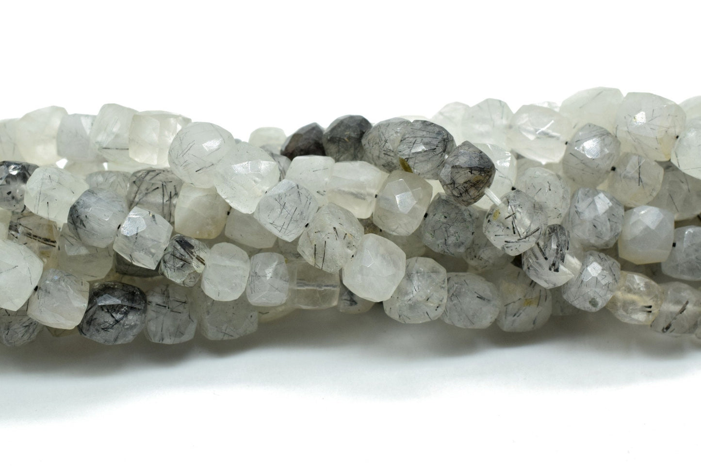 AAA Natural Black Rutile Faceted 6mm to 7mm Cube Beads Genuine Black Rutile beads, Faceted Laser Diamond Cut 8" Strand,Rectangle Nuggets