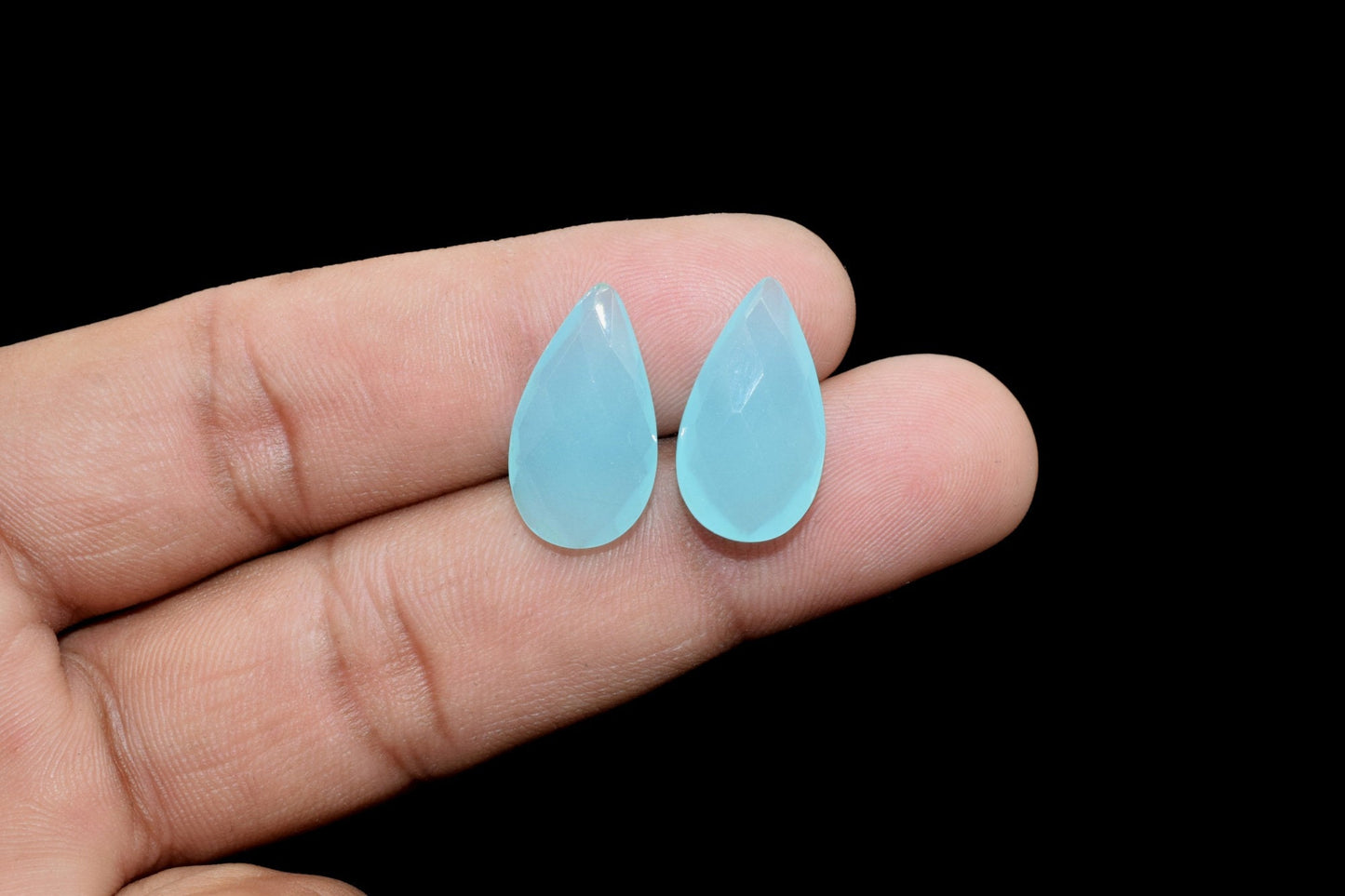 Aqua Chalcedony Faceted Pear Shape Briolettes,10x18mm Pear Shape Beads,Aqua Chalcedony Briolettes,Faceted Pear Beads,Aqua Jewelry Beads,