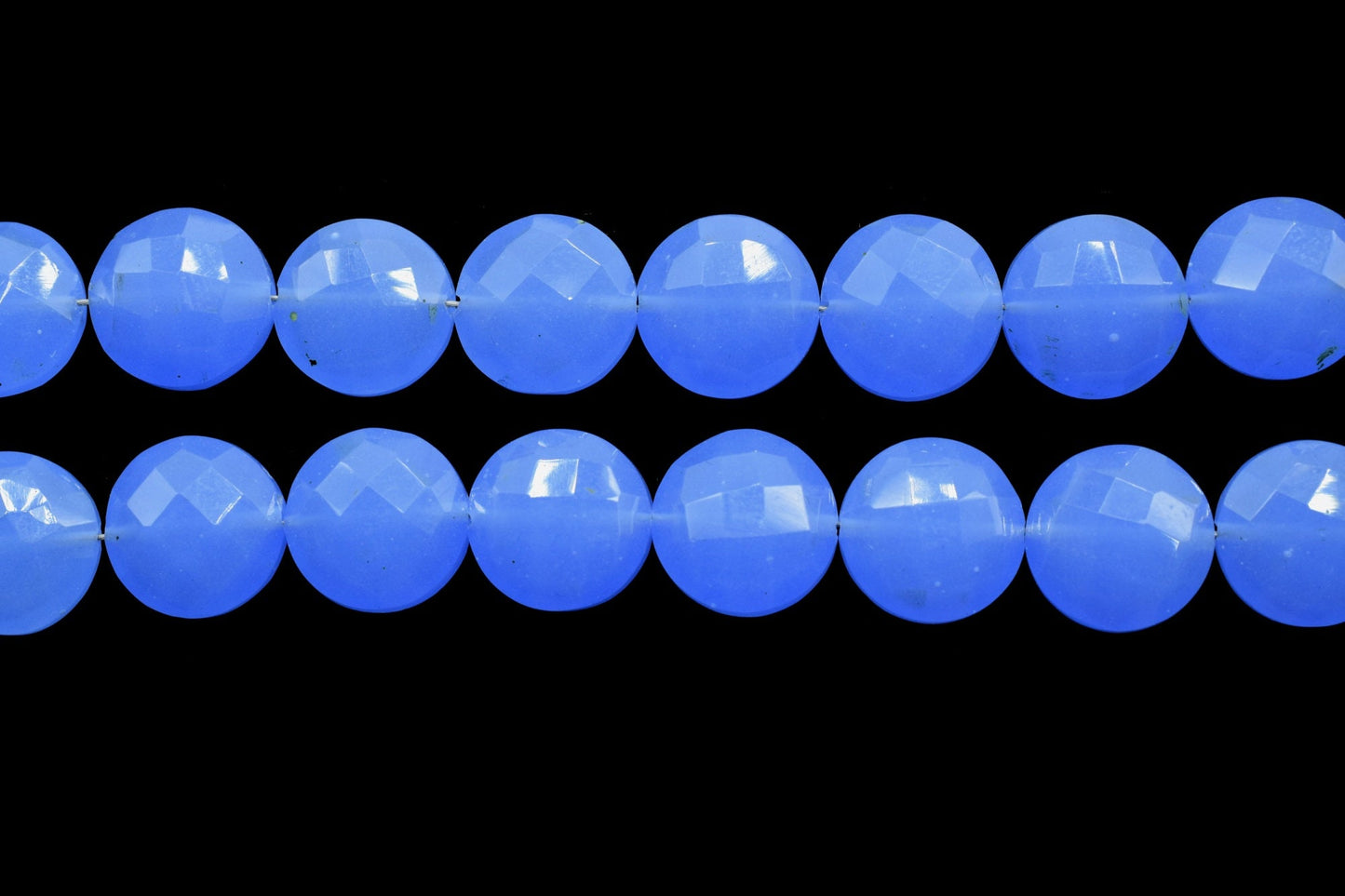 BLUE chalcedony 10mm Faceted Round (COIN ) briolette gemstone,Faceted Coin Briolette Loose Fancy Beads,Natural Chalcedony Semi Precious Bead