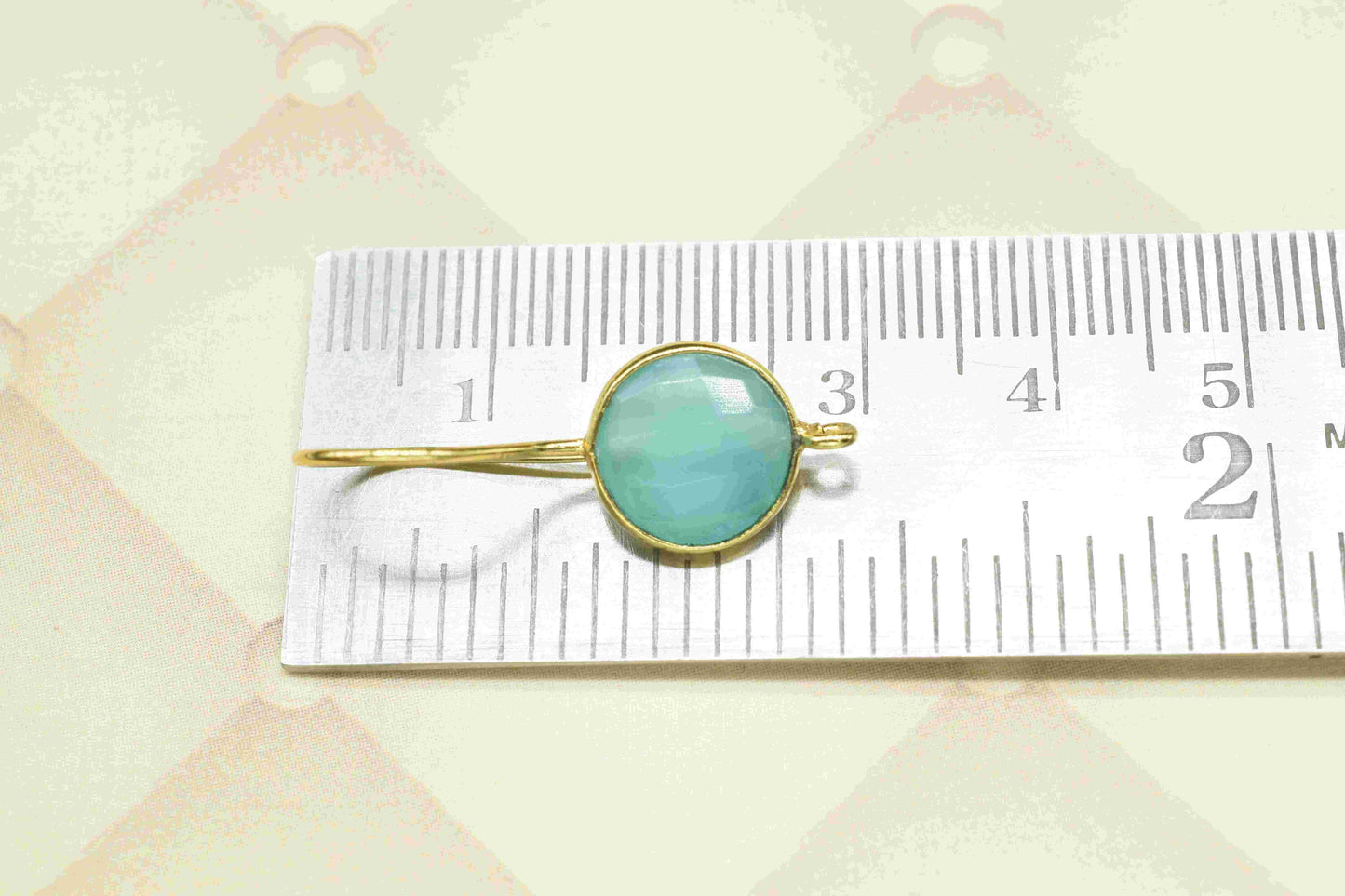 Aqua Chalcedony 10mm Round Earring Connector,Gemstone Studs Earring Connector,Gemstone Component,Finding Earring Connector, Aqua Chalcedony