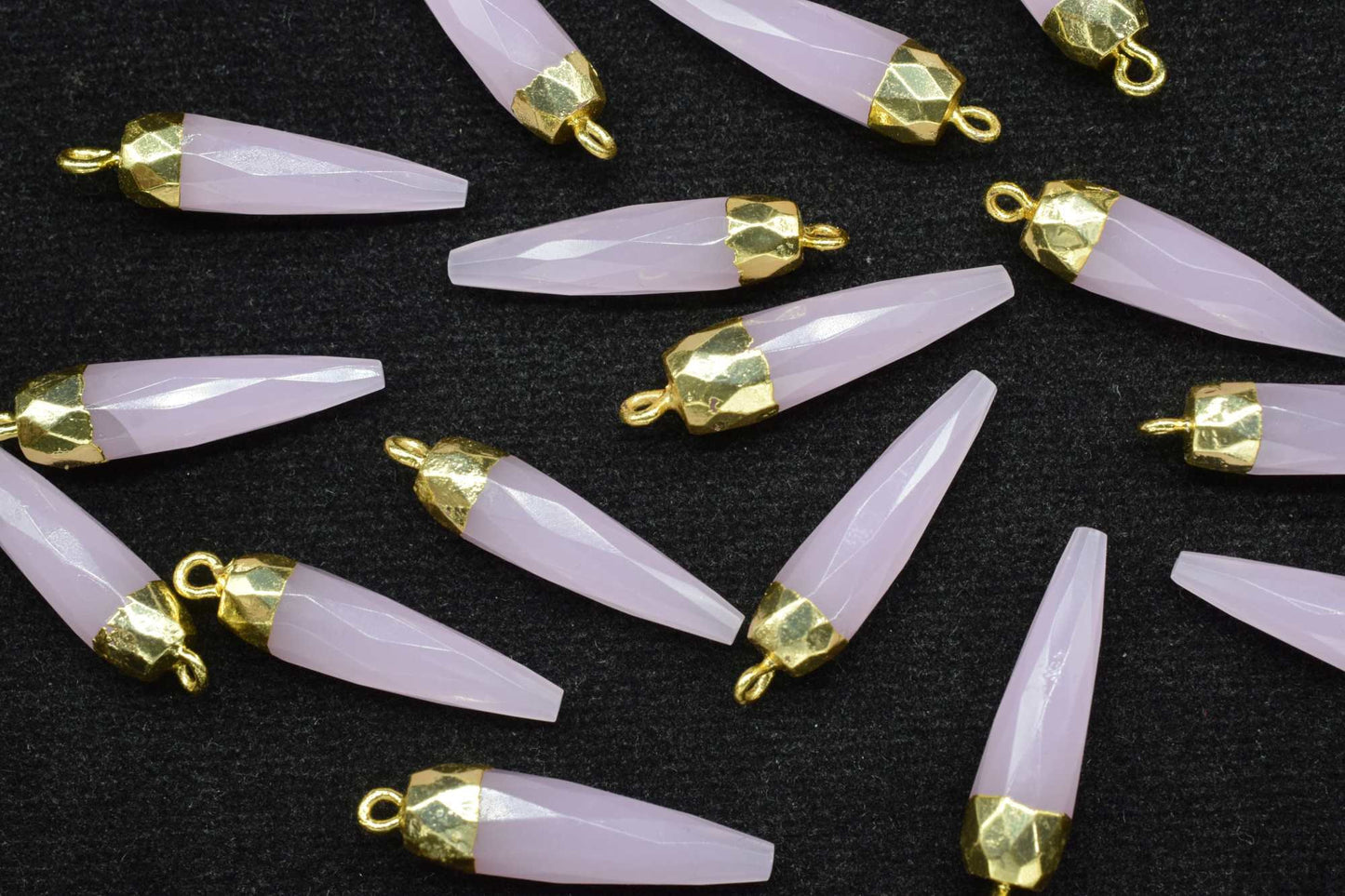 Rose Chalcedony Pencil Pendant,Rose Quartz Pendant Jewelry Making Supply,Gemstone Single Bail Connector,Handmade Faceted Spike Pointed Charm