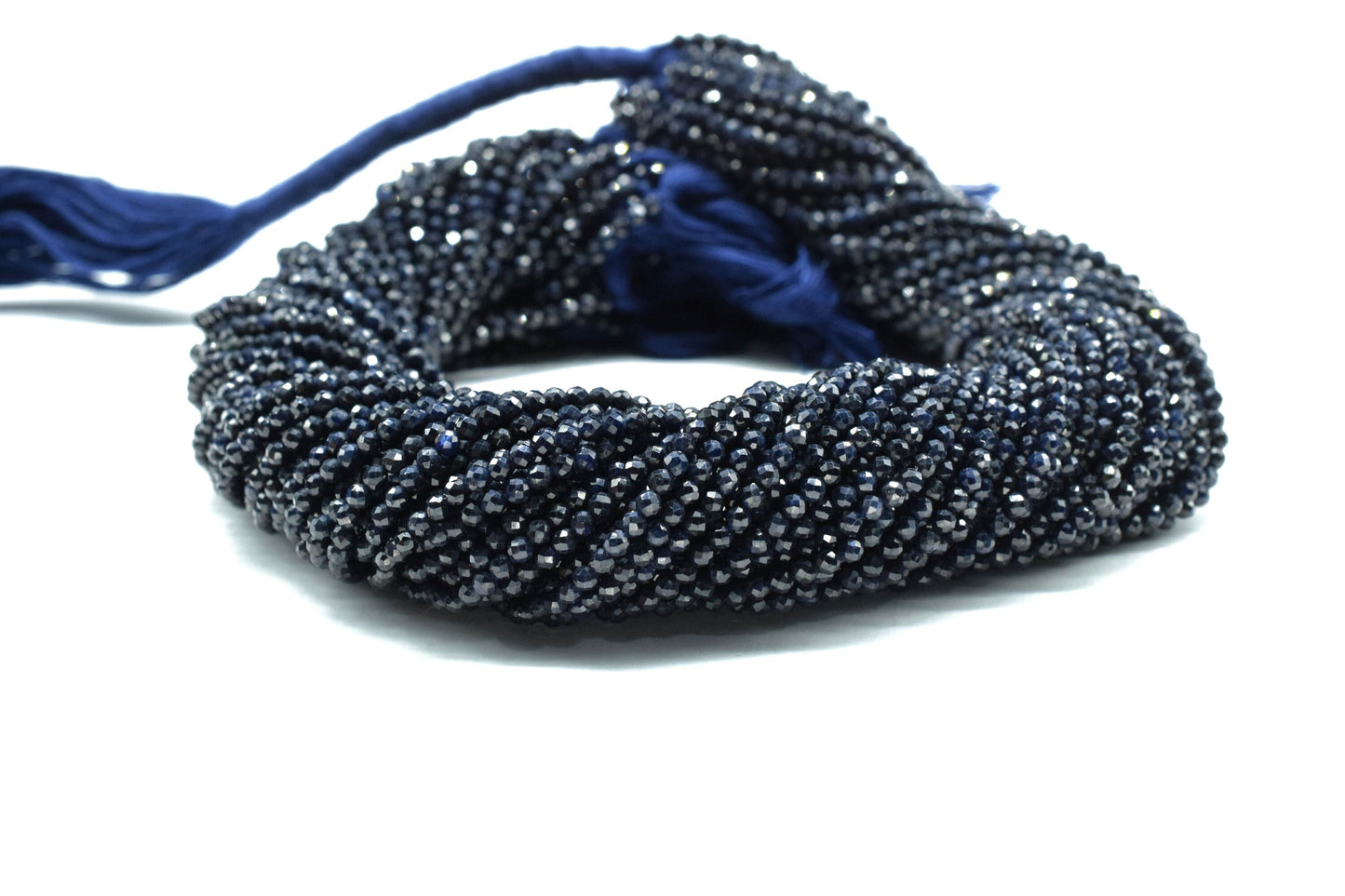 Natural Blue Sapphire 2mm Rondelle Micro Faceted Beads,Gemstone Beads Strand,Precious faceted beads,Blue Sapphire Beads Strand Jewelry Gift