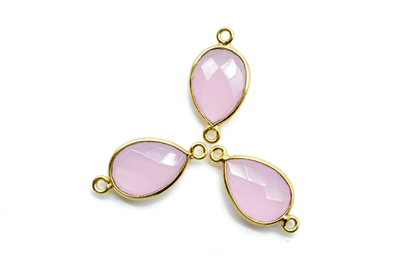 Rose Quartz 10x14mm Pear shape double bail connnectors,Checker Board cut Rose Quartz Pendant,Rose Quartz charms,Rose Quartz Pear Briolettes