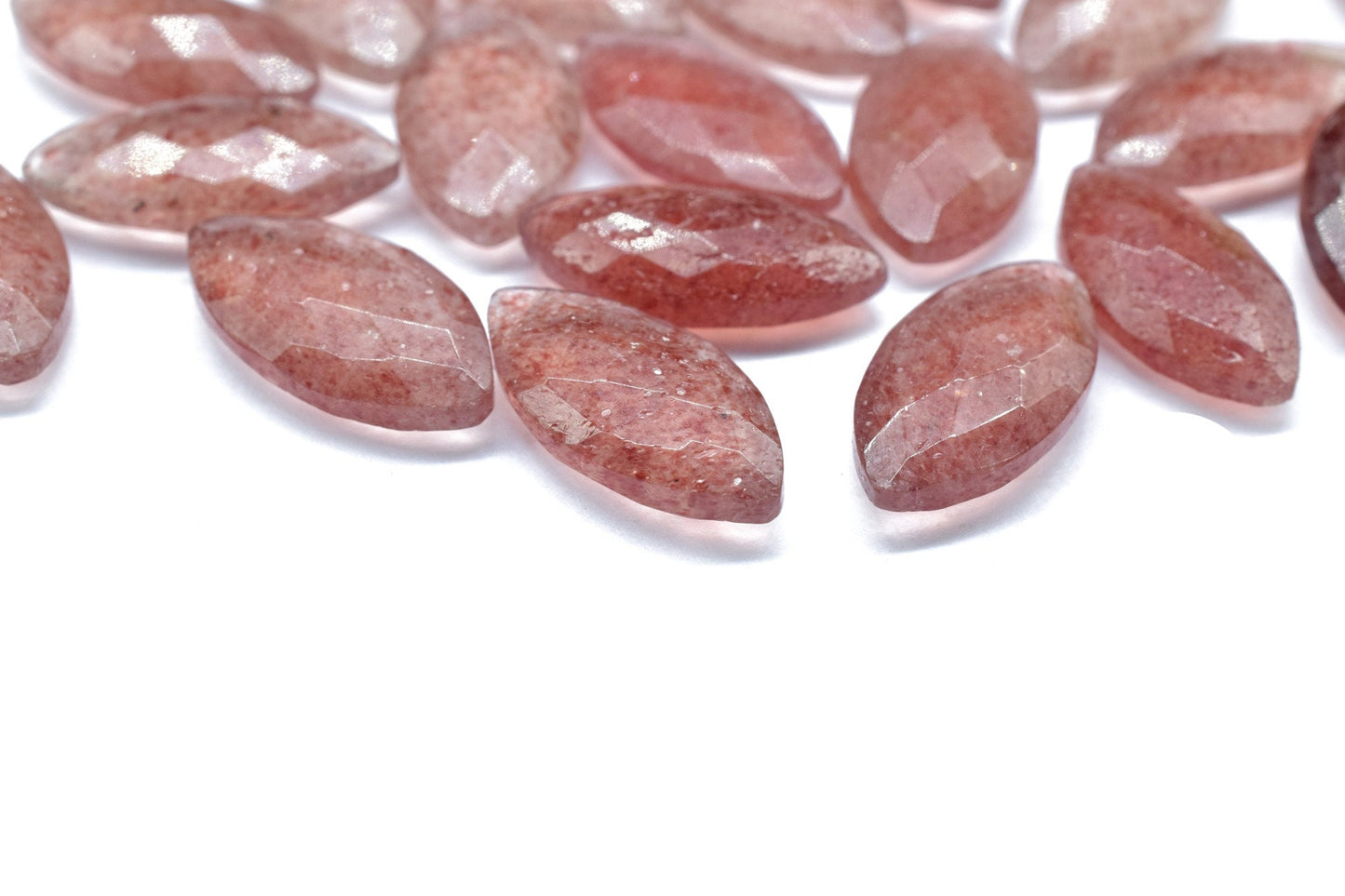 Pink Strawberry 10x20mm Marquise shape Faceted Hand Cut Gemstone Briolette,Marquise Shape Briolette - Loose Gemstone -,gemstone briolettes