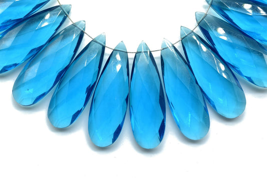 London Blue Topaz Long drop 10x30mm Briolettes,Blue Topaz Briolette,Blue Topaz Tear Drop Briolettes,jewelry supplies,Blue Topaz drops, Topaz