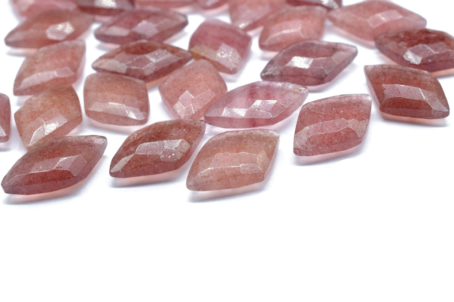 Pink Strawberry 12x18mm Faceted Diamond shape Briolettes,fancy briolettes,Pink Strawberry Briolettes,Natural Pink Strawberry Faceted stones