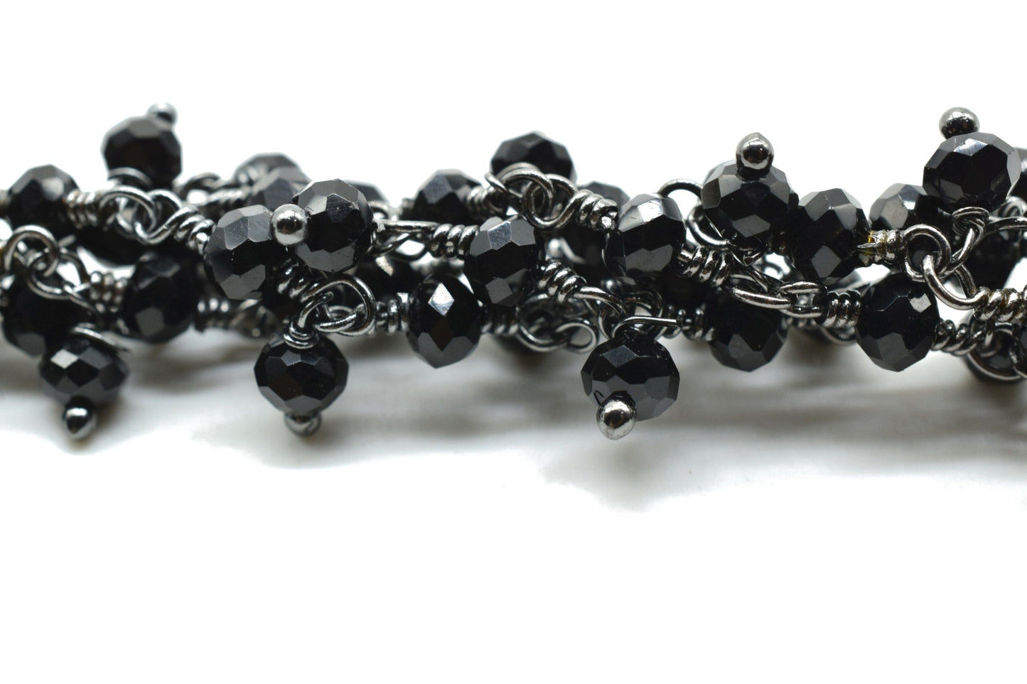 Black onyx Cluster Rosary Chain,Handmade Jewelry Making Wire Wrapped Beaded Chain By Foot For Necklace,Exceptional Spinel CLUSTER Rosary