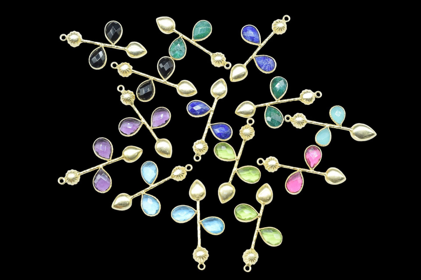 Aqua Chalcedony Teardrop Faceted Bezel Connector,Aqua Chalcedony Earring,Jewelery Supply,Aqua Chalcedony Pendant Charms,Brass Frame Gemstone