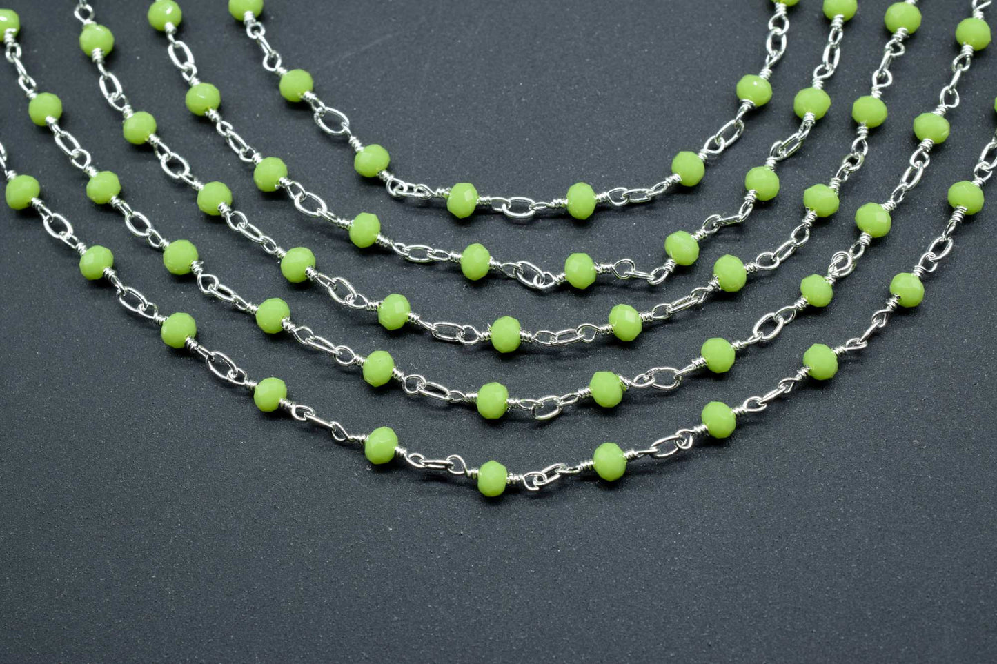 Prehnite Silver Plated Beads Rosary,wire wrapped Chain,Gemstone Cluster Rosary,Prehnite Faceted Beads Connecter,Handmade Craft Supply Rosary