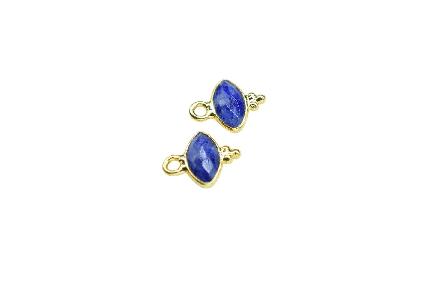 Gemstone Blue Sapphire Charms Pendant/Marquise Shape Pendant/Handmade Pendant/Tiny Pendant/Necklace Connector jewelry/Women Jewelry/Gift